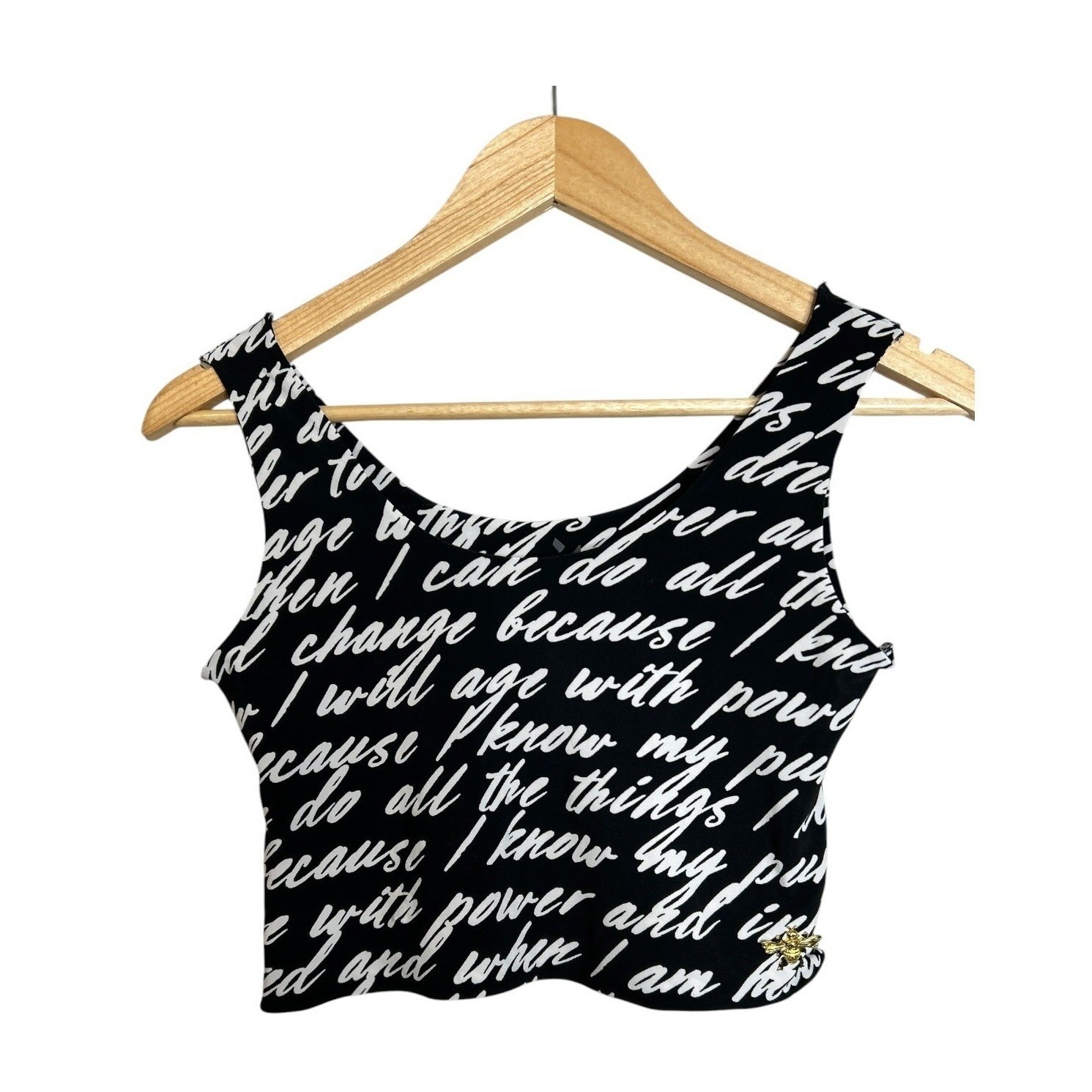 House Of Bartholomew B.Gold Nyc Graffiti Script Crop Tank Top Size S